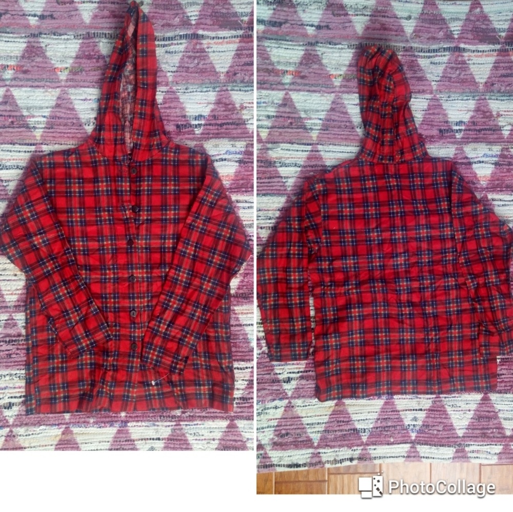 Vintage 90s SilverWear Red Plaid Checkered Hoody
